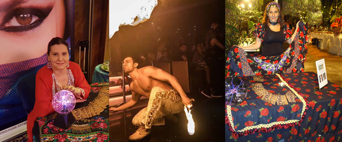 Waarzegster met kleed en kussens